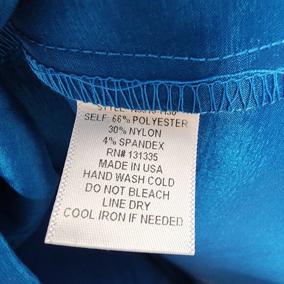 Socialite Taffeta Midi Skirt Size M Blue Pleated A-line Elastic Waist Glam Chic - Picture 9 of 10